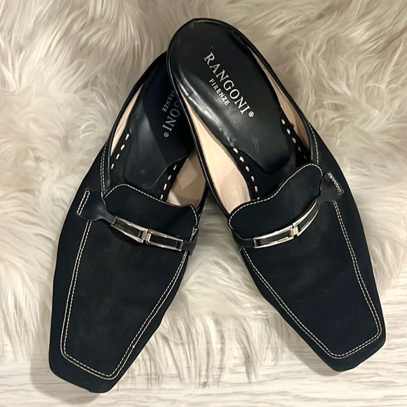 Rangoni Firenze Women's Italian Shoes black clogs Block Heels Slip-On,Size 8.5 B - Picture 1 of 6